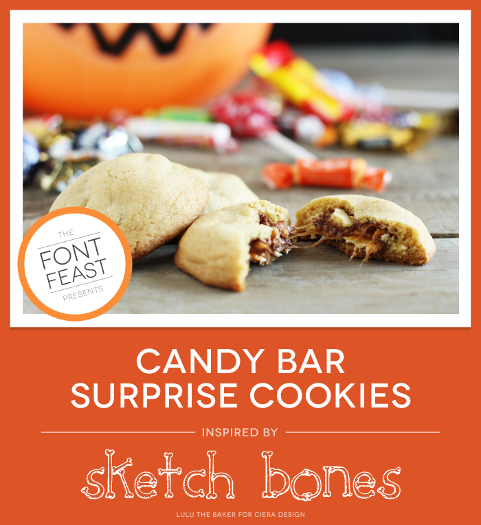 candy bar surprise cookies with halloween jackolantern