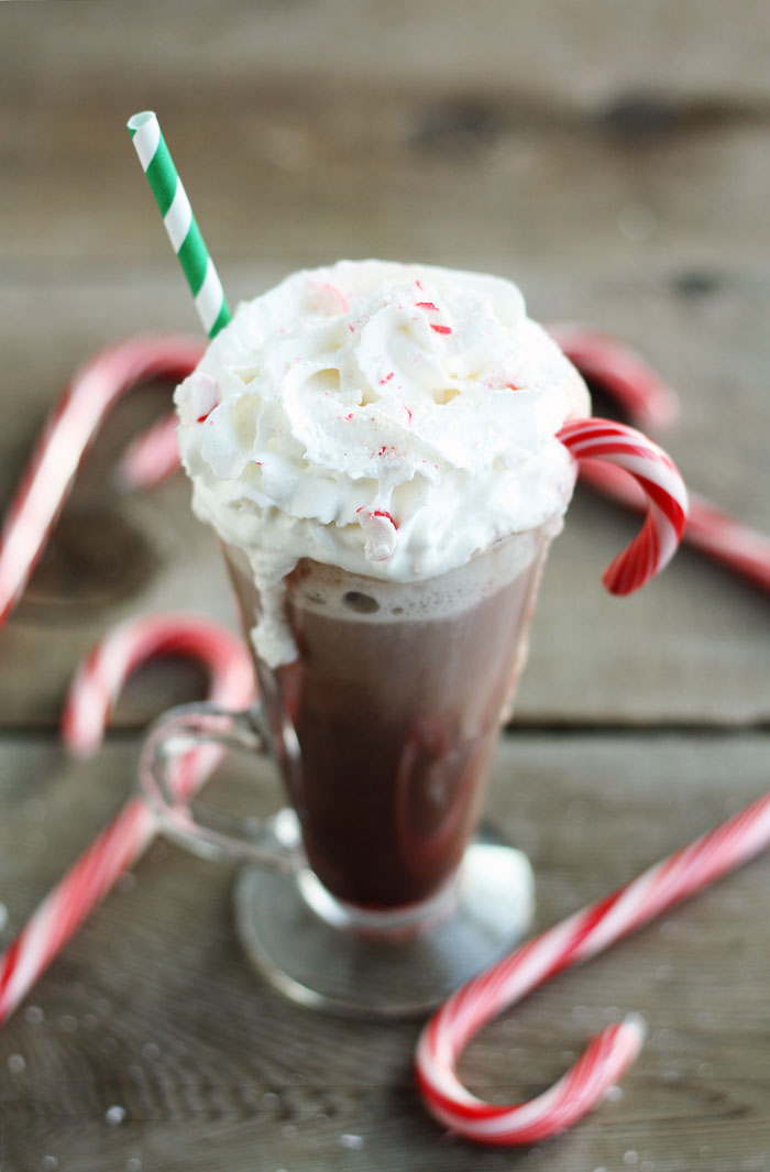 homemade hot cocoa mix with candy cane