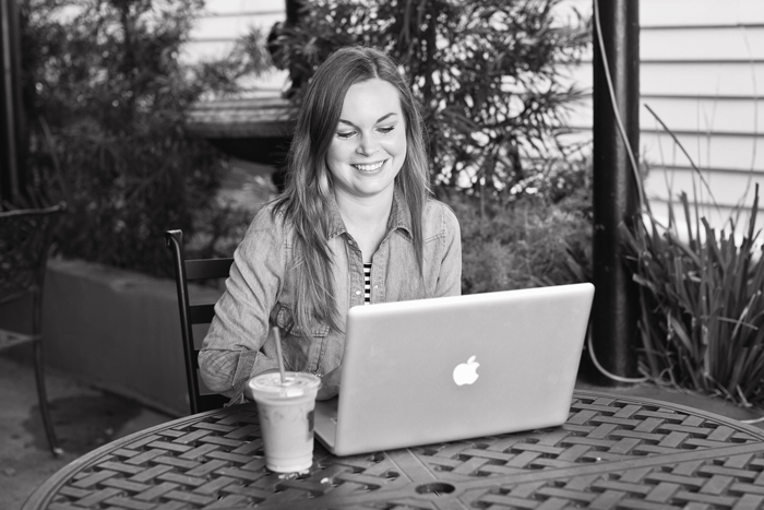 Ciera Holzenthal with MacBook Pro and Coffee