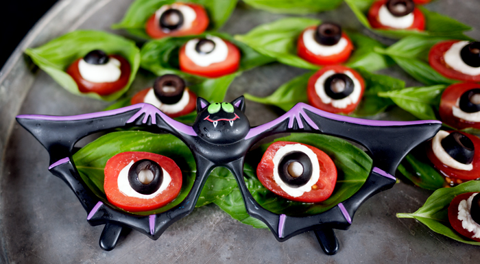 Eyeball Caprese Salad in Bat Glasses