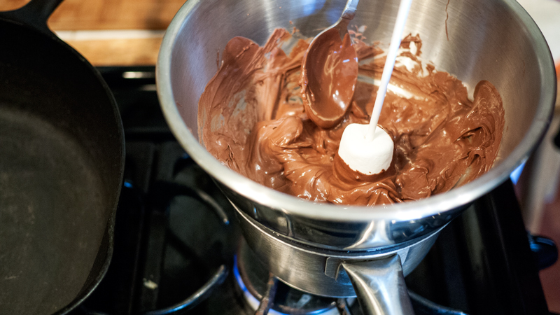 melting chocolate on the stove