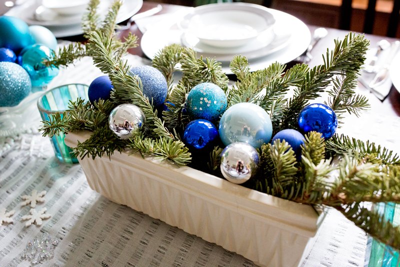 Fraiser Fur Blue Silver Christmas Ornaments