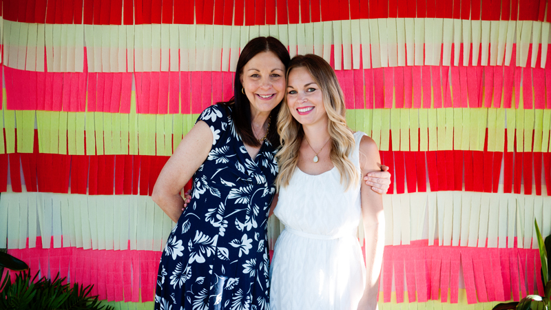 Mother and Daughter at Bridal Shower Photobooth
