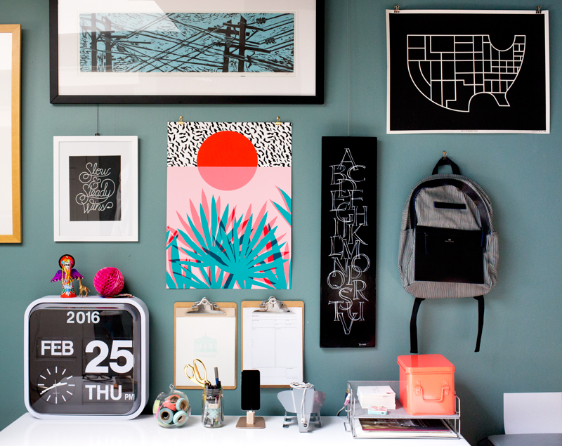 A Fun and Bright Gallery Wall With Contemporary Prints