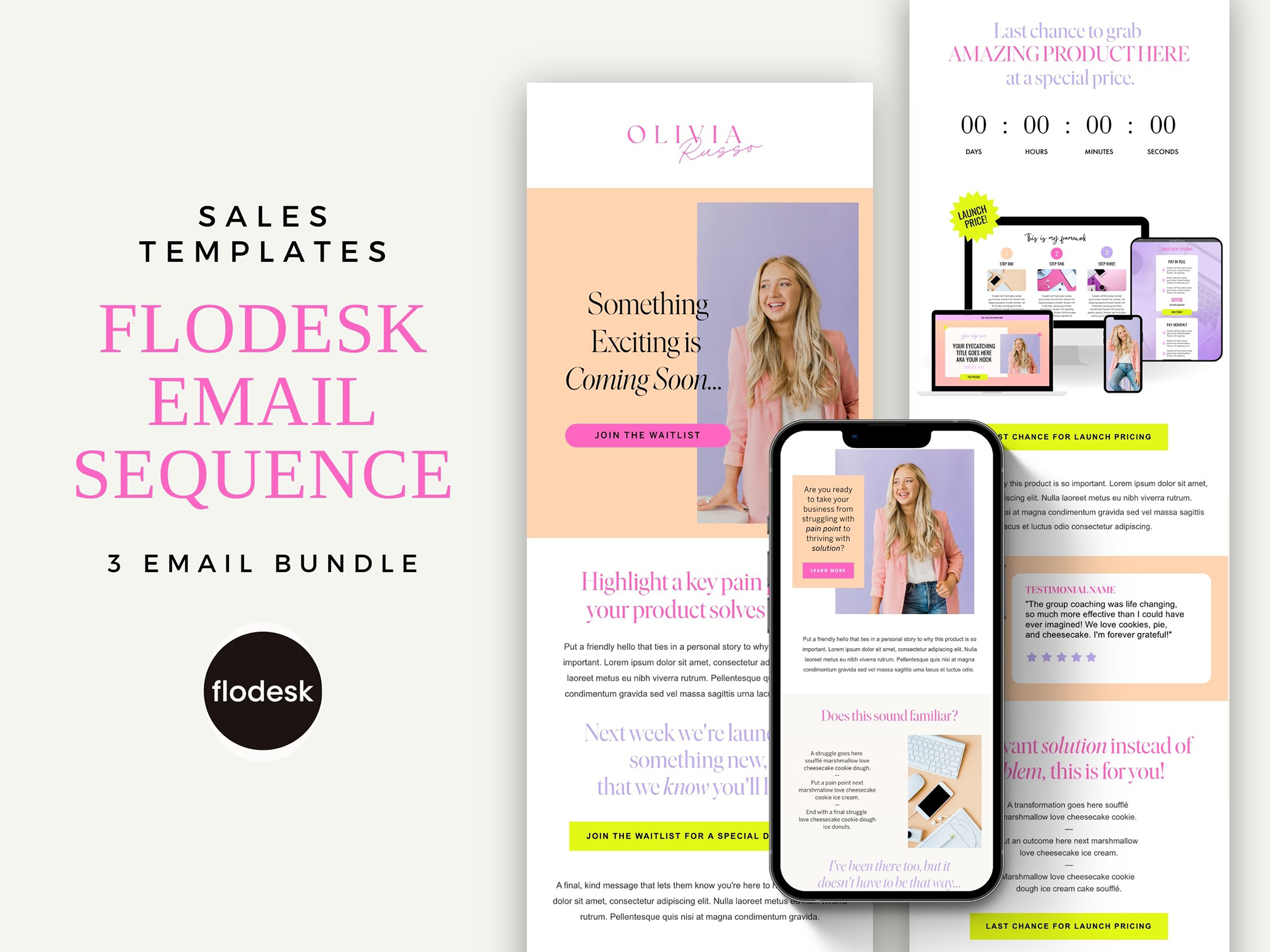 flodesk template for sales or launch sequence